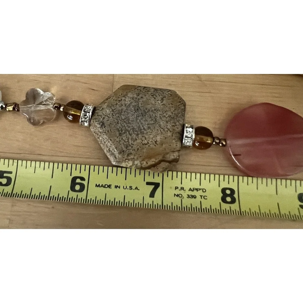 Natural Gemstone Pink Agate Jasper Quartz Necklace Earrings Set 20-23